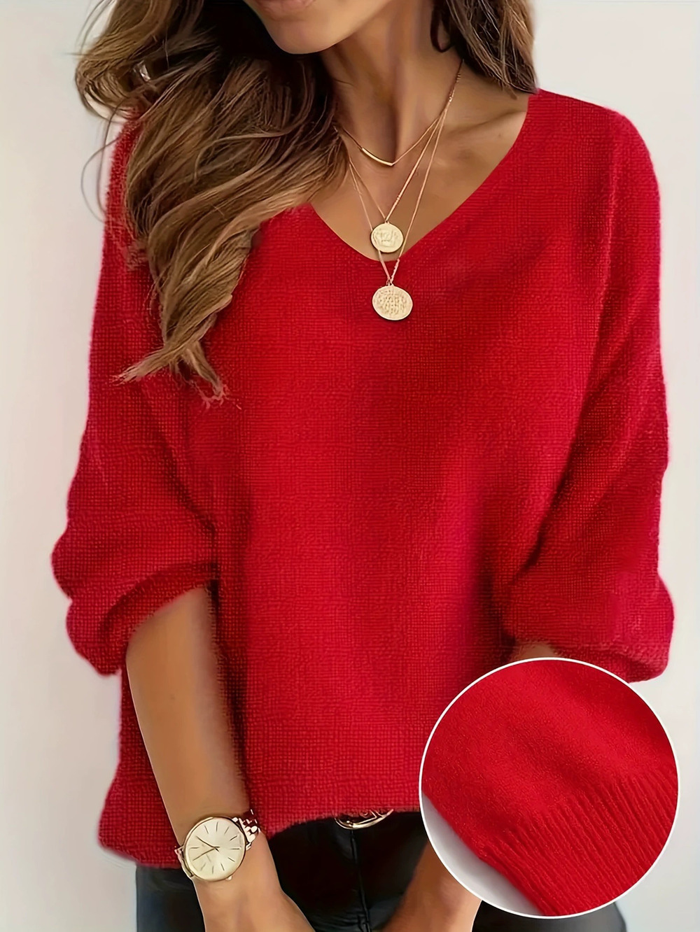 ZARA Womens Fall Solid Color Long Sleeve Loose Plus Size Sweater